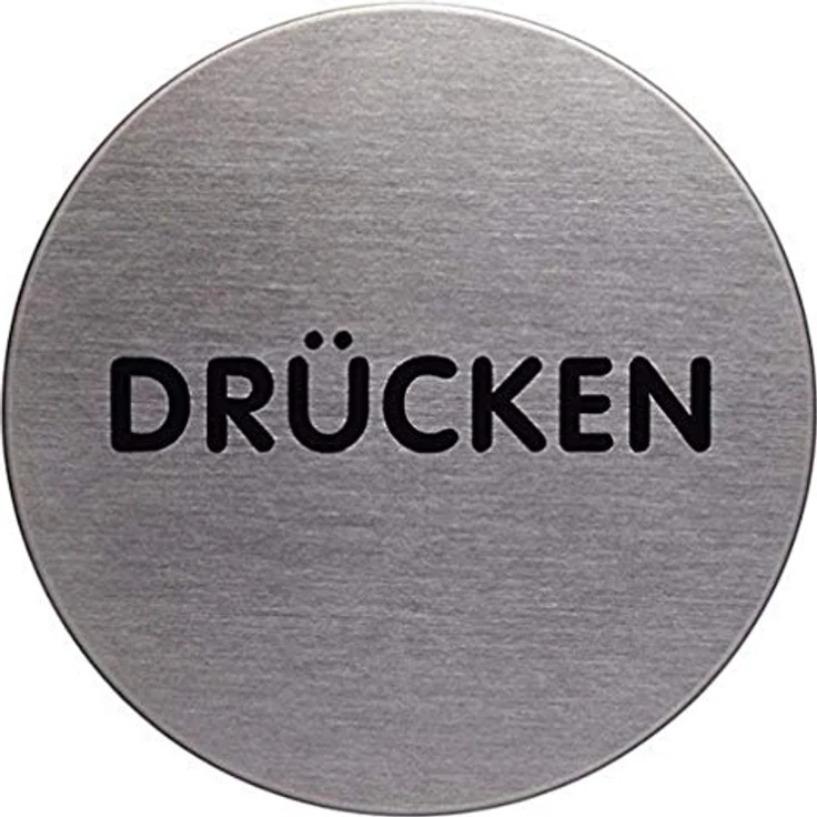 Durable Türschild Picto rund (Drücken, 65 mm) metallic silber, 490061 – Bild 1