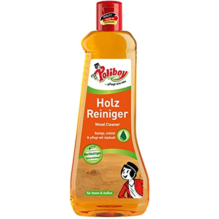 Poliboy - Holz Reiniger Konzentrat - für alle abwaschbaren Hölzer - kraftvolle Reinigung und sanfte Pflege - Einzeln - 500 ml - Made in Germany – Bild 1