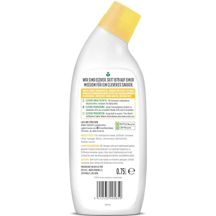 Ecover WC-Reiniger Citrus, 0,75 L – kraftvoll & umweltfreundlich gegen Kalk und Schmutz – Bild 2