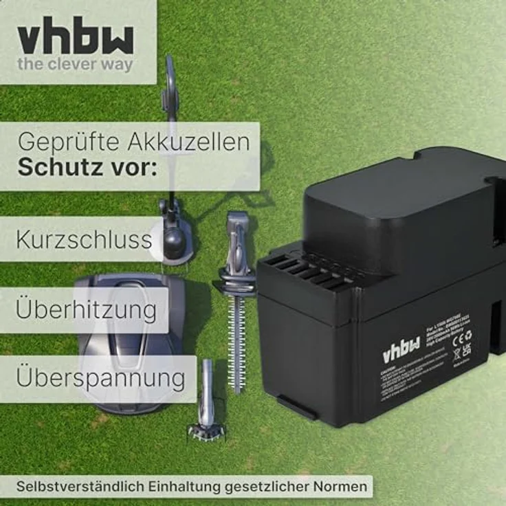 Vhbw Akku kompatibel mit Worx Landroid WG791, WG791E.1, WG791W, WG792, WG792E, WG792E.1, WG794, WG796E, 2000mAh, 28V, Li-Ion, schwarz – Bild 6