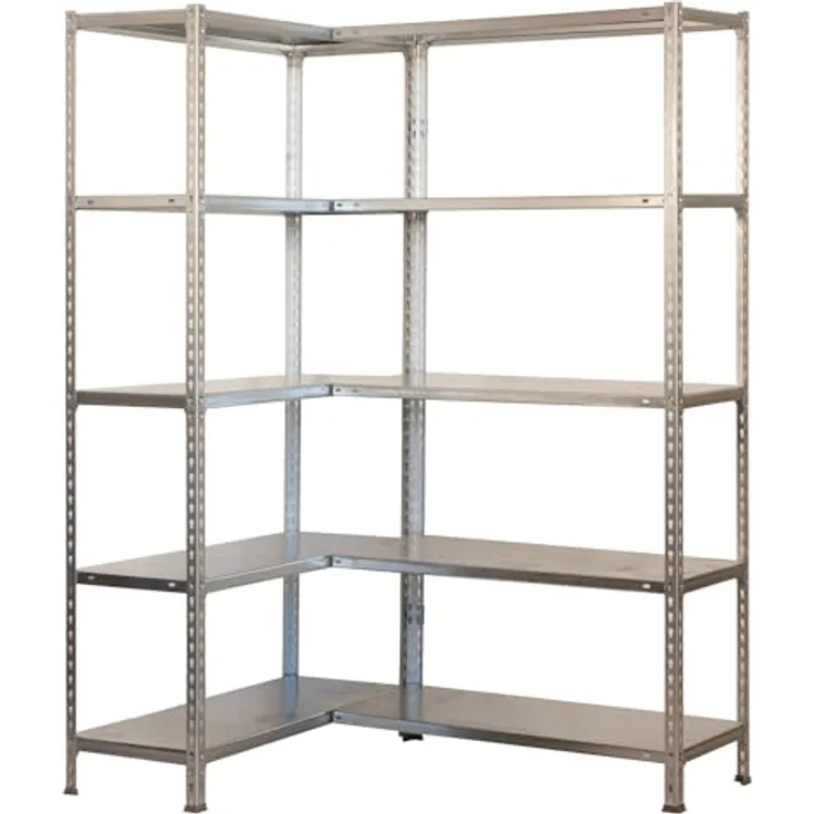 Simonrack Simonclick Eckregal Simoncorner, 180 x 100 x 40 cm, Traglast 80 kg pro Boden, 10 höhenverstellbare Böden, Silber/Silber