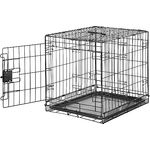 Amazon Basics Zusammenklappbarer Hundekäfig aus Metalldraht mit Bodenschale, Einzeltür, 61 cm, Schwarz