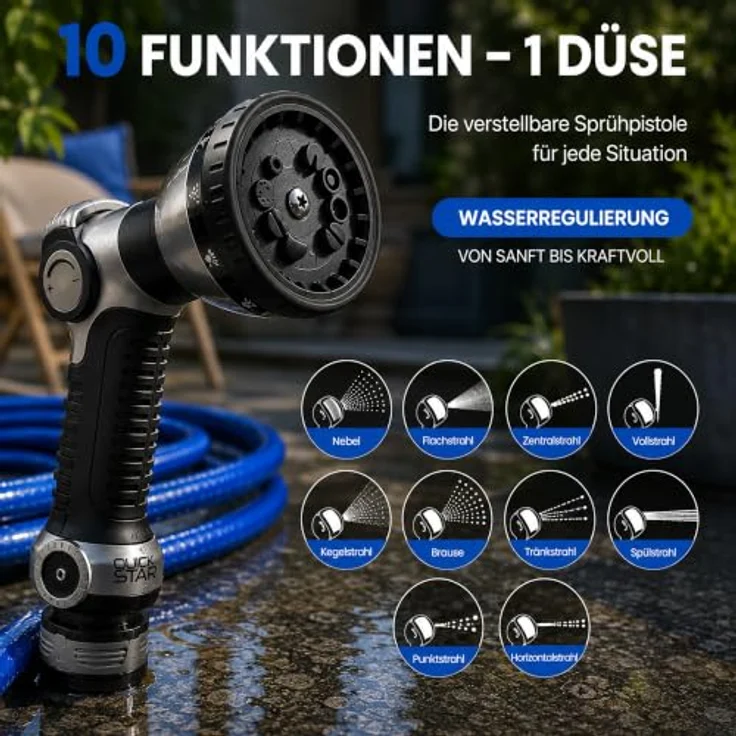 Quick Star Schlauchtrommel Pro, 40 m Wasserschlauch mit automatischer Aufrolltechnik und 180° Schwenkfunktion – Bild 3