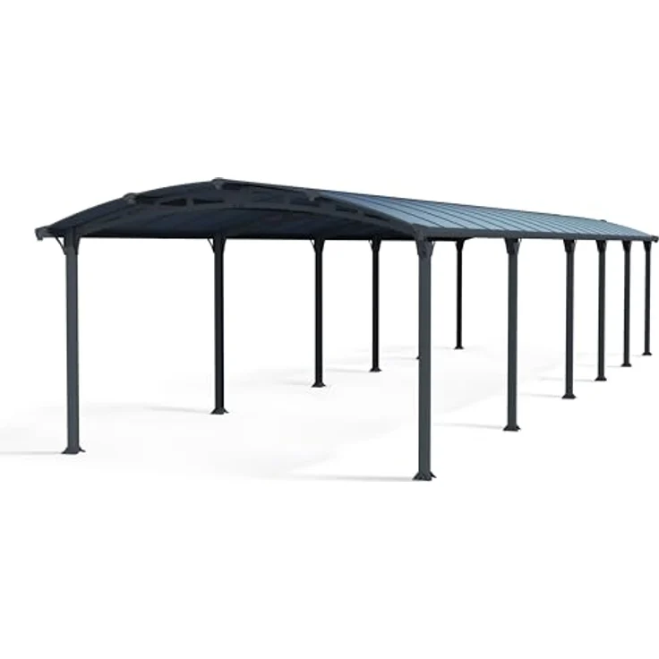 Canopia by Palram Carport Bausatz Arcadia, Einzelcarport 1290 x 359 cm aus rostfreiem Aluminium mit Polycarbonat-Dach in Grau, wartungsfrei und schneelastbeständig bis 150 kg/m² – Bild 1