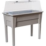 Ondis24 Garten Hochbeet Blumenkübel Victoria für Balkon, Pflanzkasten mit Gewächshaus, Volumen 50 L, Wasserspeicher, Tröpfchenbewässerung, abnehmbare Füße, Outdoor geeignet (Warmgrau)