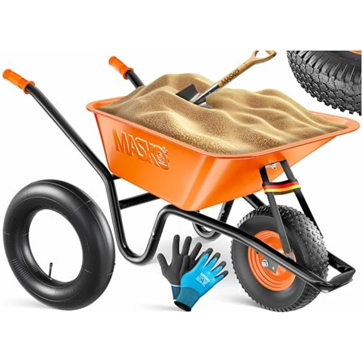 MASKO Schubkarre, 100 Liter bis 250kg, orange – Bild 2