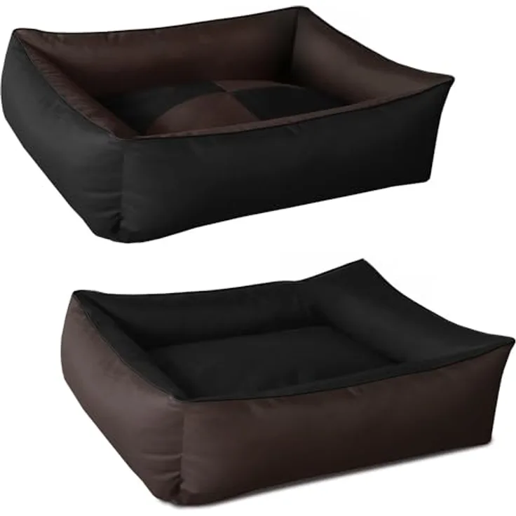 BedDog 2in1 Hundebett MAX Quattro, großes Hundekörbchen aus Cordura, waschbares Hundebett mit Rand, Hundesofa für drinnen, draußen, XL, Mocca, schwarz-braun
