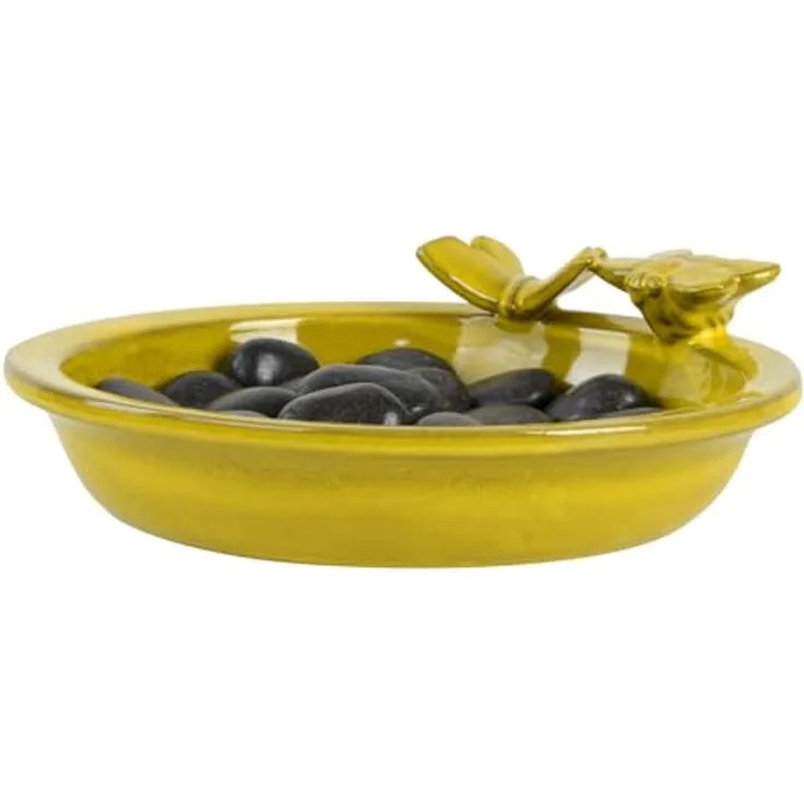 Bienen Schmetterlings Tränke rund gelb 27cm Bad Becken Schale Wasser Stelle Deko