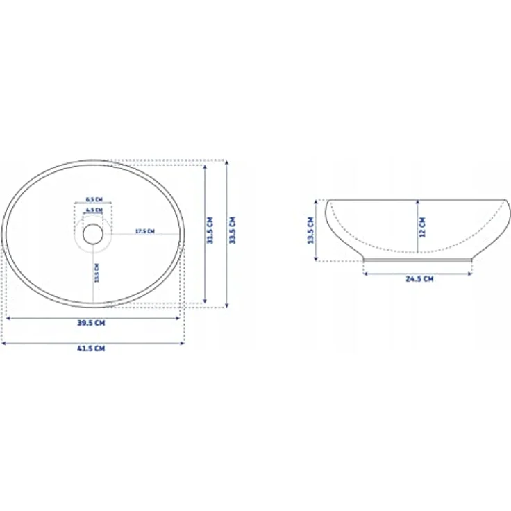 REA Aufsatzwaschbecken Sofia Oval Modern (345x410 mm, Gold/Weiß) – Bild 5