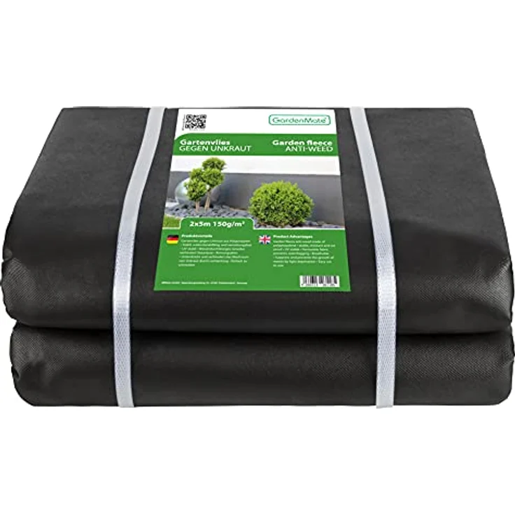 GardenMate Unkrautvlies 10m², wasserdurchlässige Gartenvlies Plane 2x5m - 150g/m², extrem reißfest, hohe UV-Stabilisierung, ökologisch gegen Unkraut – Bild 1