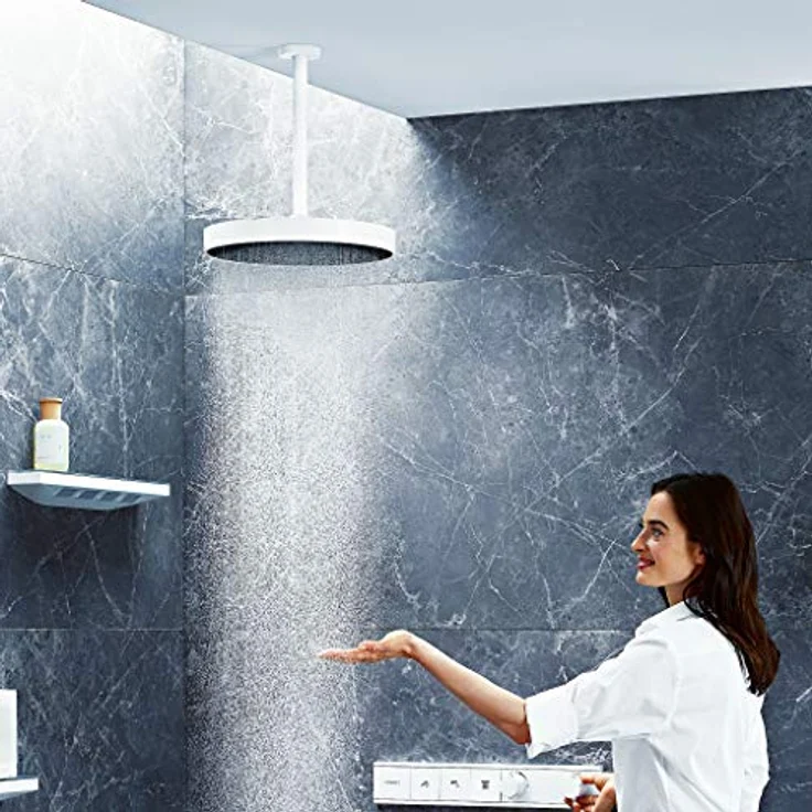 hansgrohe Duschbrause Kopfbrause RAINFINITY 360 1jet mattweiß Deckenmontage (Strahlart: PowderRain, 23.60 l/min) – Bild 2