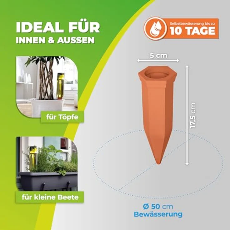 Bio Green Pflanzen Bewässerung Wine Tonkegel, terracotta-grün - für Wein Flaschen Bewässerungszubehör – Bild 3
