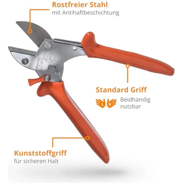 Original Löwe 5 Profi Amboss Gartenschere 5.104 mit rostfreier und antihaftbeschichteter Stahlklinge - handliche und kleine Ambossschere ideal zum Schneiden von Obstbaum Apfelbaum Kirschbaum Links- und Rechtshänder klein und mittelgroß – Bild 7