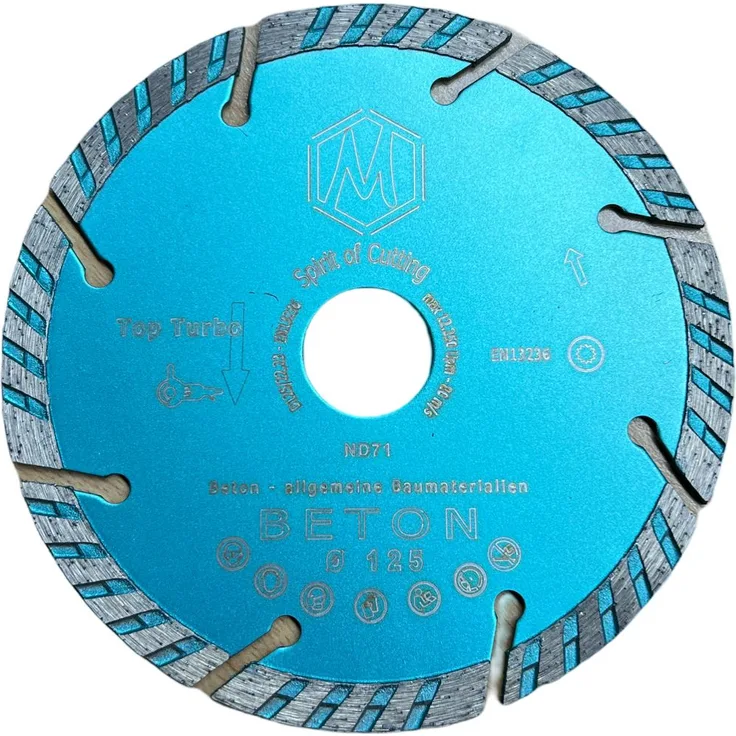 COFI 1453 5x Premium Top Turbo Diamanttrennscheibe 125x22,23mm Beton allgemeine Baumaterialen Turbo 40x2,5x7mm 8 Segmente Beton