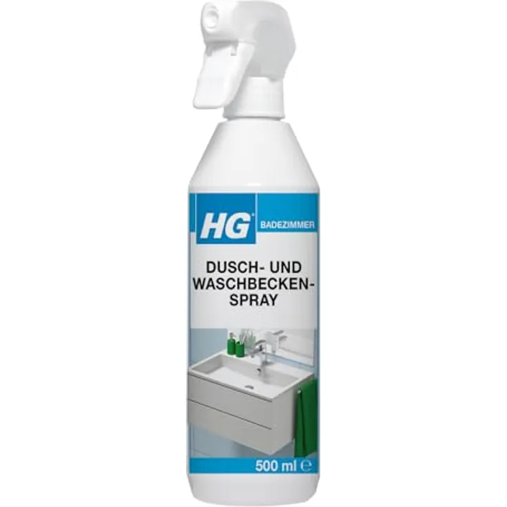 HG Badreiniger täglich 500ml, effektiver Badreiniger gegen Schmutz und Kalk, für alle Oberflächen
