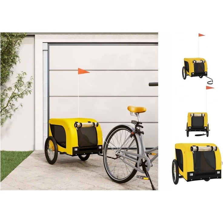 vidaXL Hunde-Transportbox Fahrradanhänger Gelb und Schwarz Oxford-Gewebe Eisen, 45 kg Tragfähigkeit - Preisvergleich – Bild 1
