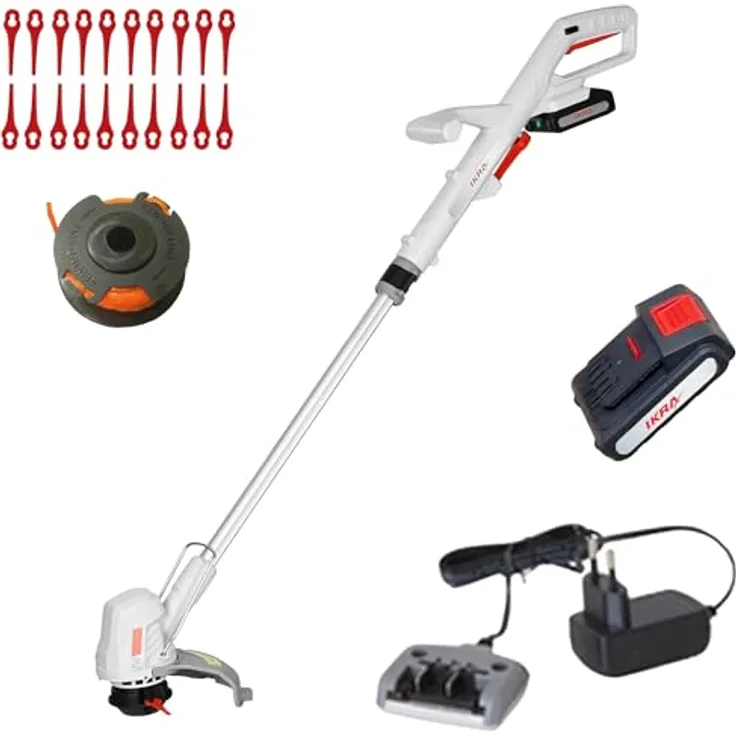 ikra GmbH Akku-Rasentrimmer IART 2025, 22 cm Messer, 25,4 cm Faden, 20V Akku mit Twin-Schneidsystem 2-in-1