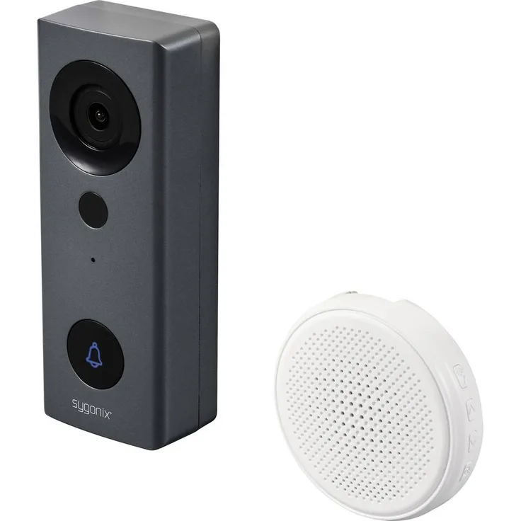 Sygonix IP-Video-Türsprechanlage WLAN, Funk mit HD Auflösung, Grau/Weiß, bidirektionaler Audioübertragung und Nachtsichtfunktion
