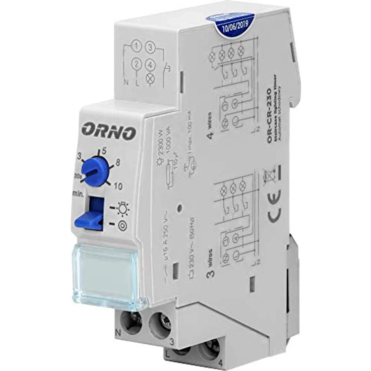 Orno OR-CR-230 Treppenhausautomat, 230V, Max. Belastung 2300W, Montage auf Din-Schien – Bild 1