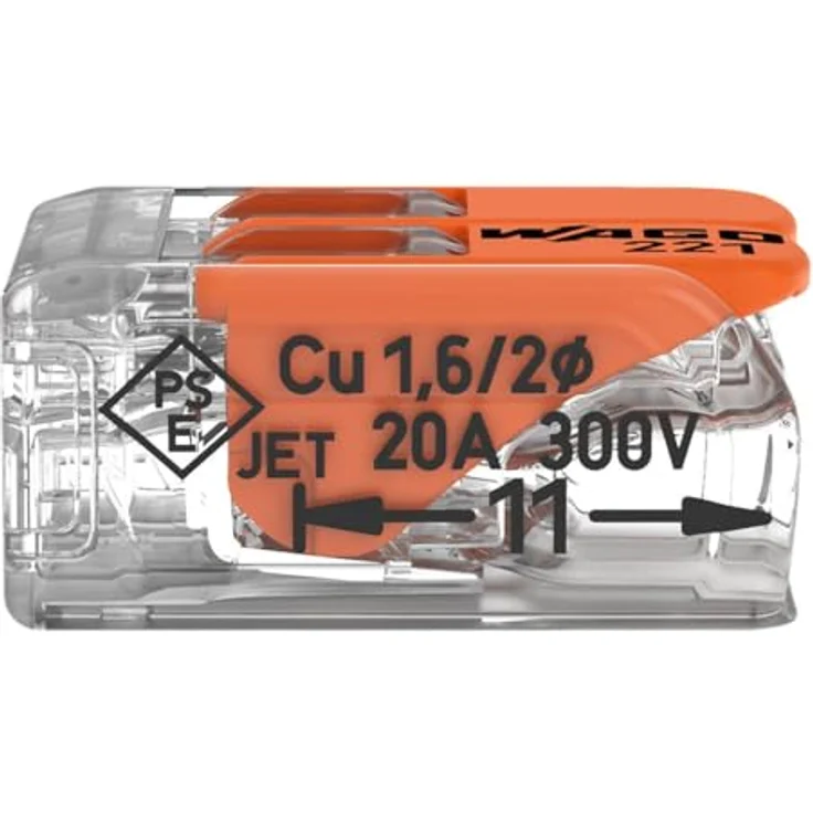 Wago Compact Hebelklemme 221-412, 2 Leiter, 0,14 mm² - 4 mm², 16 Stück, platzsparend und werkzeuglos lösbar – Bild 6
