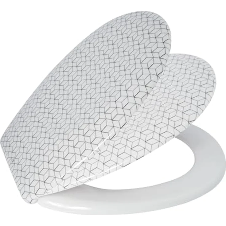 MSV WC-Sitz Mosaik Duroplast Soft-Close, Beige, 45,5 cm x 37 cm, Easy Clean-System, geräuschloses Schließen – Bild 6