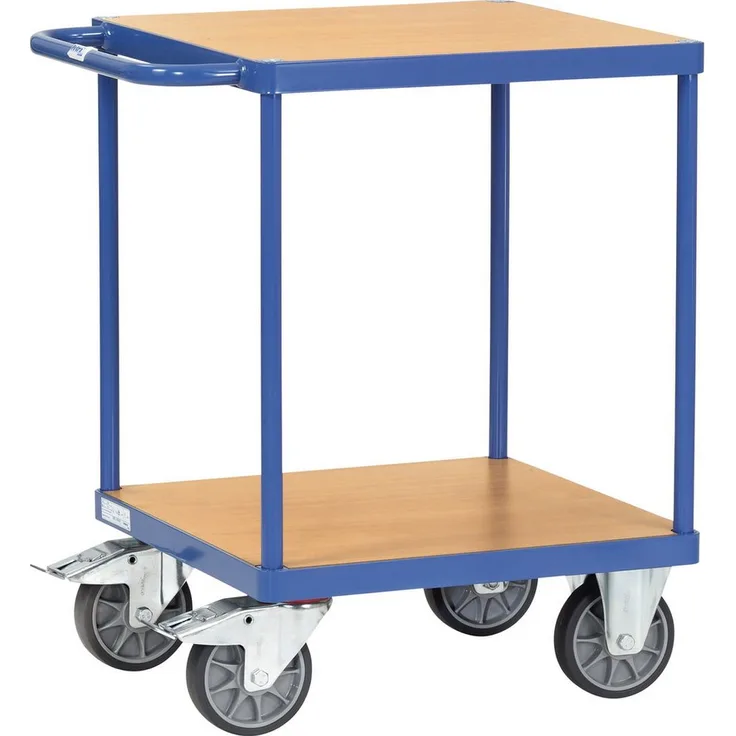 FETRA Transportwagen Tischwagen 2496, 2-etagiger Holzplattformwagen mit 500 kg Tragfähigkeit, brilliantblau