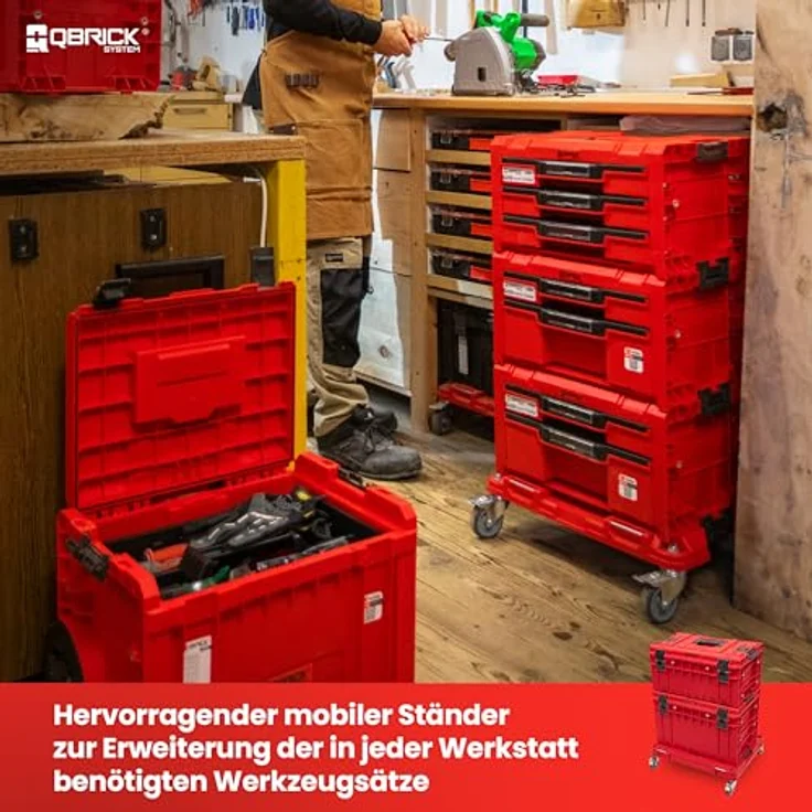 Qbrick ONE Transport Platform 2.0 Workshop, rollbare Plattform in RED Ultra HD, belastbar bis 120 kg – Bild 2