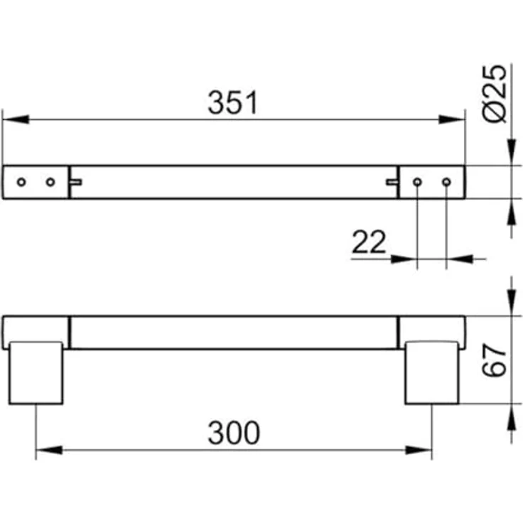 Keuco Haltegriff PLAN, Möbelgriff 351mm, schwarz matt, Wandmontage, hohe Qualität – Bild 2