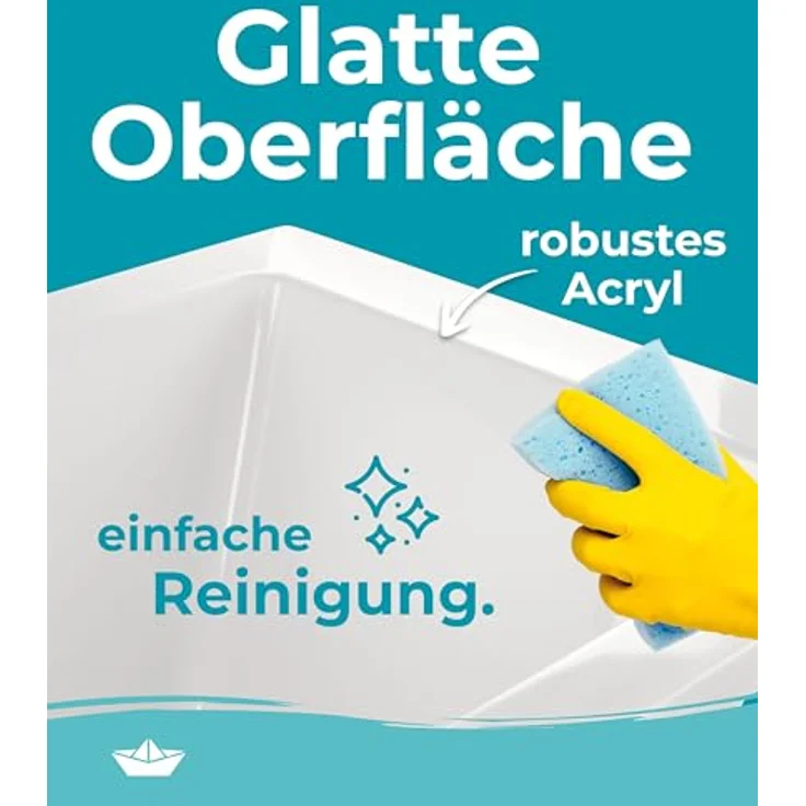 Calmwaters Rechteck Badewanne Komplettset 190x90 cm mit Wannenträger & Ablaufgarnitur, Duo-Badewanne für 2, Set Acryl-Badewanne komplett, Modern – Bild 8