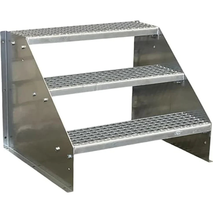 SRM Design 3 Stufen Standtreppe Modell 1, verzinkt, Breite 90 cm, Höhe 63 cm, ohne Geländer, rutschfeste Trittflächen – Bild 1