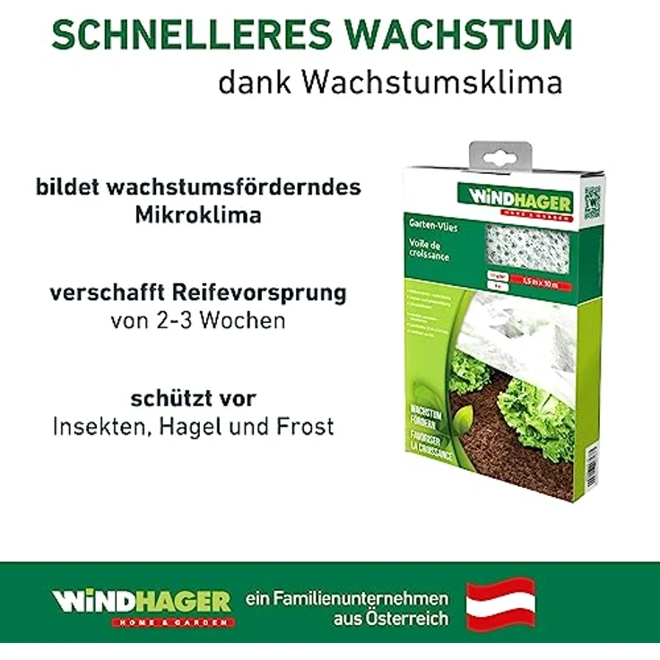 Windhager Gartenvlies, Gartenfolie, Abdeckvlies, Wachstums-Vlies, steigert den Ernte-Ertrag, weiß, 10 x 1,5 m, 17 g/m², 06767 – Bild 6