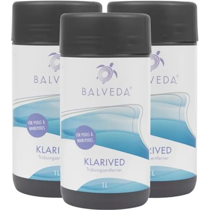 BALVEDA KLARIVED Trübungsentferner, pH-neutrales Mittel zur Langzeitbehandlung für kristallklares Wasser, 3x 1 L