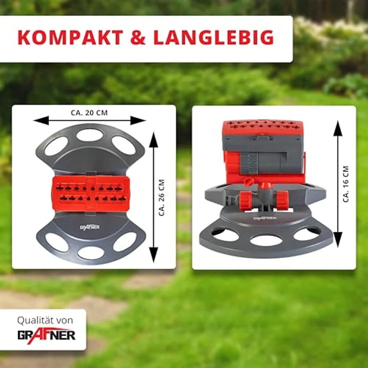 Grafner Rasensprenger RS10822 Sprinkler mit 3 Armen (45° drehbar) Sprinkler 360° drehbar – Bild 7