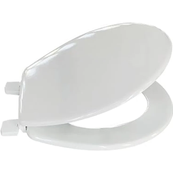 MSV WC-Sitz MDF, 45 cm x 37 cm x 5,6 cm, Weiß, mit Kunststoffscharnieren und hygienischer Oberfläche – Bild 3