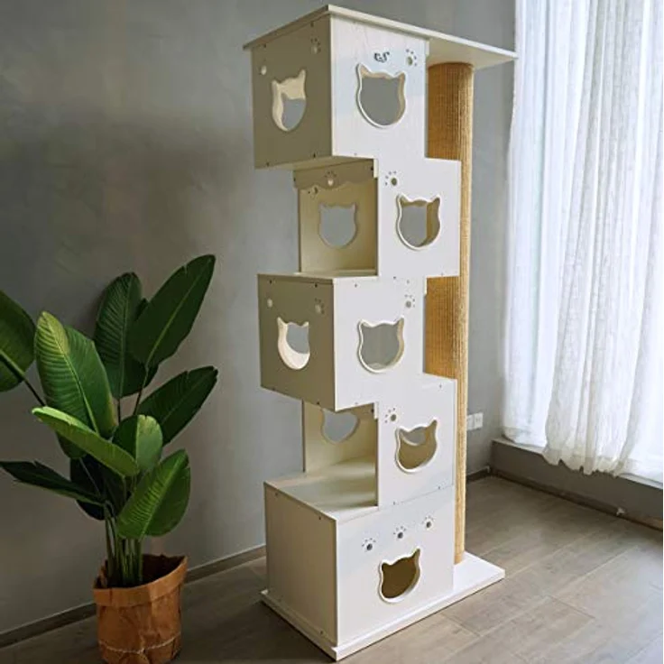 Cats Design Kratzbaum Grosse Katzen stabil/Katzenbaum XXL Edel/Katzenhaus katzenhöhle Katzenbett Multi Cat Tree 5 Stepp D5a – Bild 4