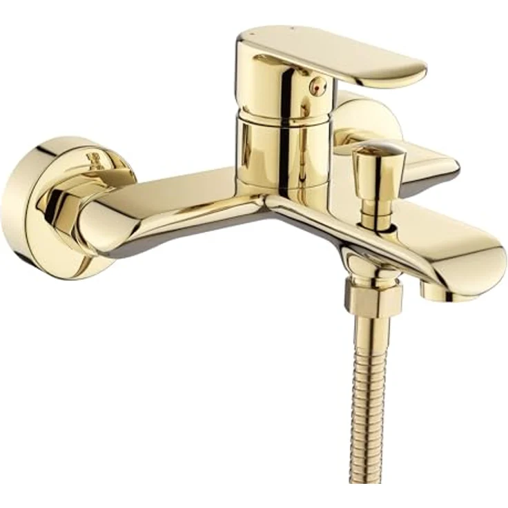 wohnwerk.idee Wannenarmatur Badewannenarmatur, Hochwertiges Design in Weiß, Schwarz und Gold, kratz- und fleckenresistente Oberfläche – Bild 3