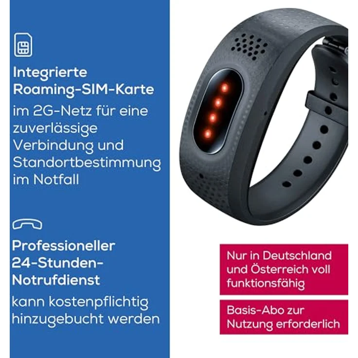 Beurer EC 70 Notfallarmband, 24h Notrufservice, Made in Germany, automatische Sturzerkennung, bis zu 3 Wochen Akkulaufzeit, Kontaktierung von Notfallpersonen oder Notrufdienst, Standortbestimmung – Bild 3