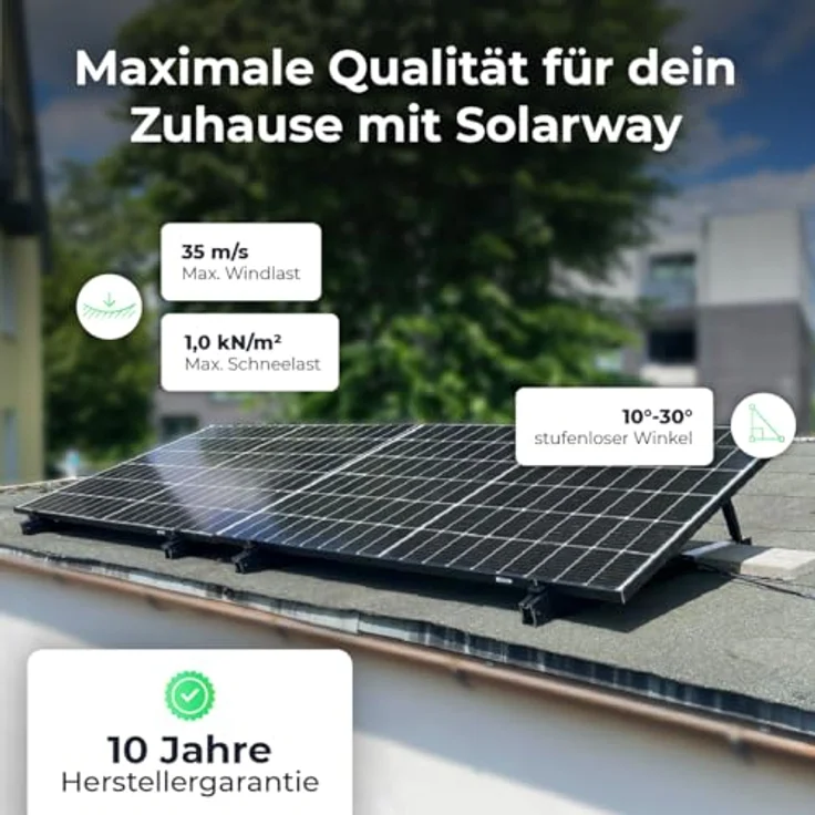 Solarway Balkonkraftwerk Halterung Schwarz Set Neigungswinkel 10-30°| Silber – Bild 3