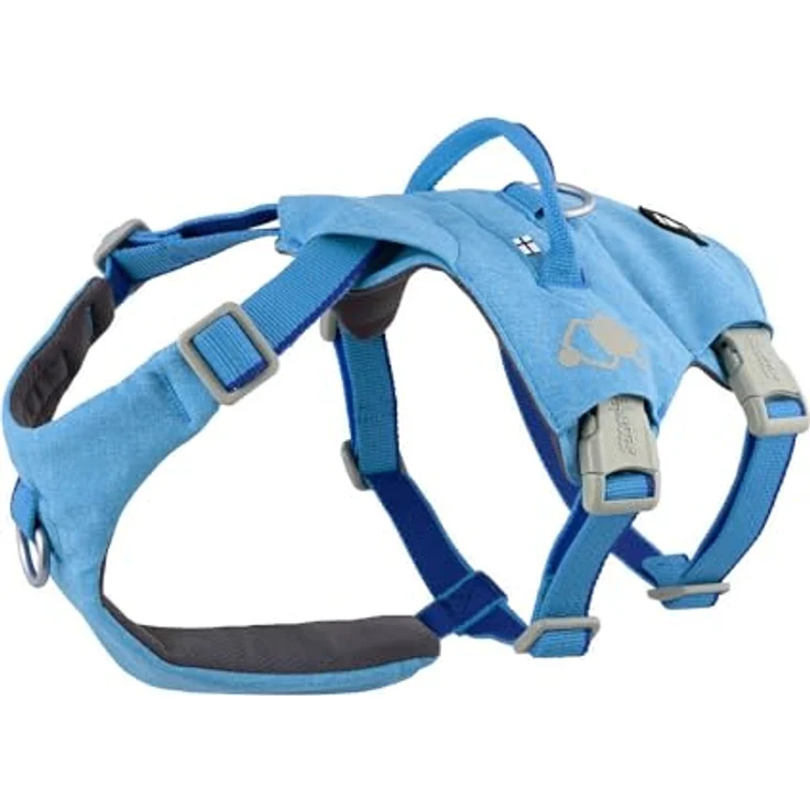 Hurtta Safeguard Hundegeschirr, verstellbare Gurte, reflektierende Aufdrucke, blau, 40-50 cm – Bild 1