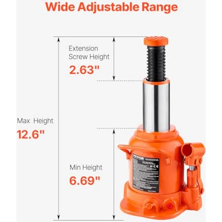 VEVOR Hydraulischer Wagenheber 20 t, Stempelwagenheber mit 17-32 cm Hubbereich, 3-teiligem Griff und Auslaufschutz für LKW, Pickup und Wohnmobil – Bild 3