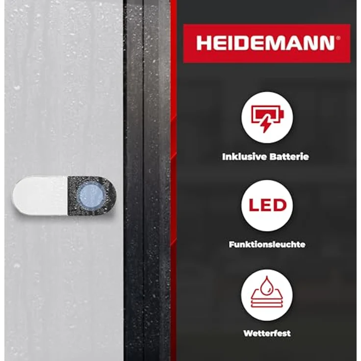 Heidemann Funkgong-Set Blackline, 2-tlg. Türklingel-Set mit 36 Melodien, LED-Signal, 8 Klingeltönen, variablen Lautstärkestufen, hohe Reichweite – Bild 6