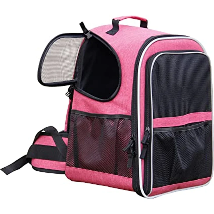 Nobby Rucksack Extend pink 32 x 28 x 41 cm - ausklappbare Seitenteile, für Hunde/Katzen bis ca. 10 kg, mit Utensilienfächern und Reflektorstreifen – Bild 2