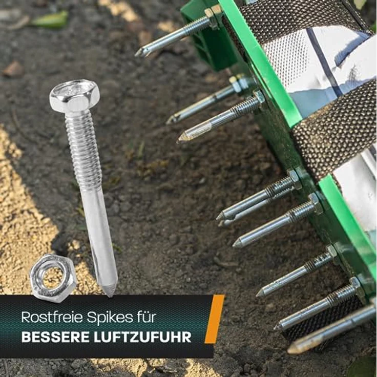ILP GmbH Hinrichs Rasenlüfterschuhe mit 4 Klemmriemen und rostfreien Dornen inklusieve Cuttermesser, Tragetasche und 3 Ersatznägeln – Bild 6
