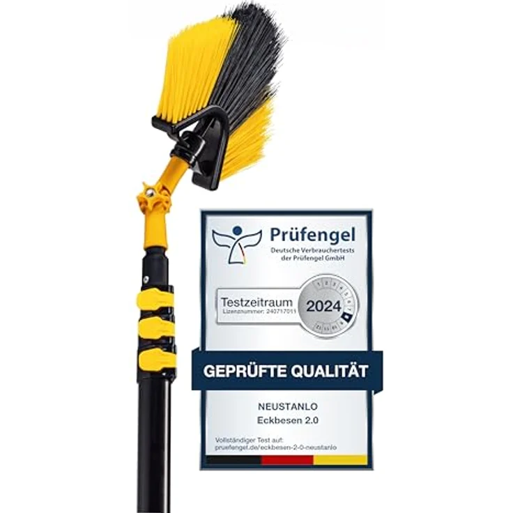 Neustanlo Teleskopstiel Dreiecksbesen mit Teleskopstange 400 cm, Schnellspannsystem, ergonomische Handgriffe - ideal für Haus und Garten – Bild 2