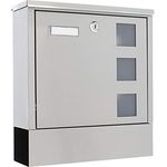 Profirst Briefkasten Mail PM 820 Edelstahl Zylinderschloss 2 Schlüssel BxH 30,5x33cm Wandbriefkasten Zeitungsbox Namensschildhalter Sichtfenster inkl. Befestigungsmaterial - Preisvergleich