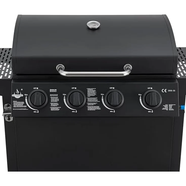 Gasgrill "San Jose 4 Brenner" von El Fuego® | inkl. Gasschlauch und Druckminderer | Grillrost aus Gusseisen | mit Thermometer und großen Seitenablagen | Grill BBQ | AY0206 - Preisvergleich – Bild 4