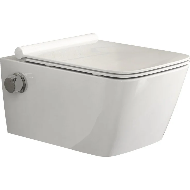 SSWW Taharet Design Hänge-Dusch-WC DELTA CT2041V-B, Taharet WC mit Bidetfunktion, verstellbare Düse, Kalt-Wasser-Ventil, Softclose WC Sitz
