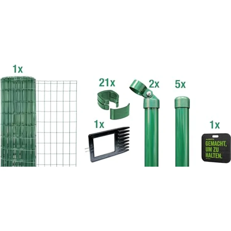 Alberts 693473 Fix-Clip Pro Zaun-Komplettset zum Einbetonieren, grün, Höhe 81 cm, Länge 10 m, inkl. Kniekissen und Zubehör – Bild 2