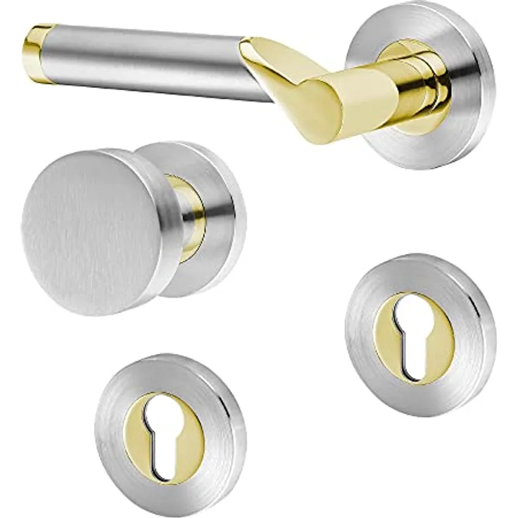 ck-türbeschläge Design Drückergarnitur Lightning | Messing poliert PVD/Edelstahl matt | Einfache Montage und hochwertige Qualität