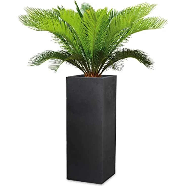 Scheurich C-Cube High, Hochgefäß aus Kunststoff, Stony Black, 26 cm lang, 26 cm breit, 70 cm hoch, 9 l Vol. – Bild 3